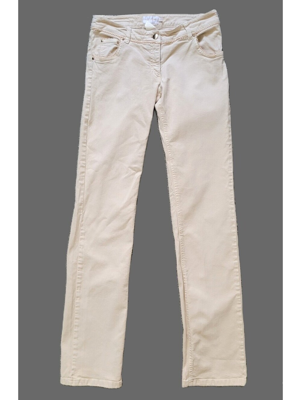 Valentino Roma Women's 42 Ivory Straight Leg Stretch Jeans Italy 28x35